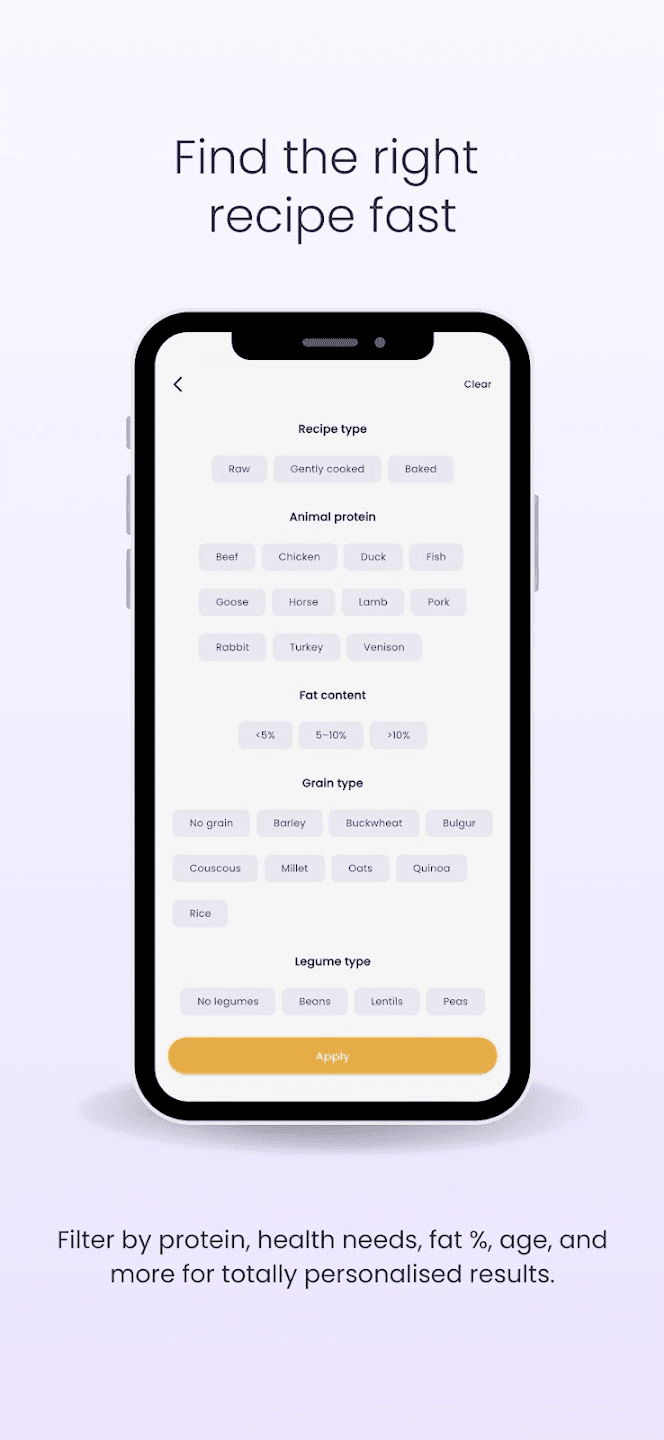 Recipe filters
