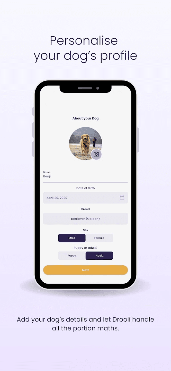 Dog profile screen