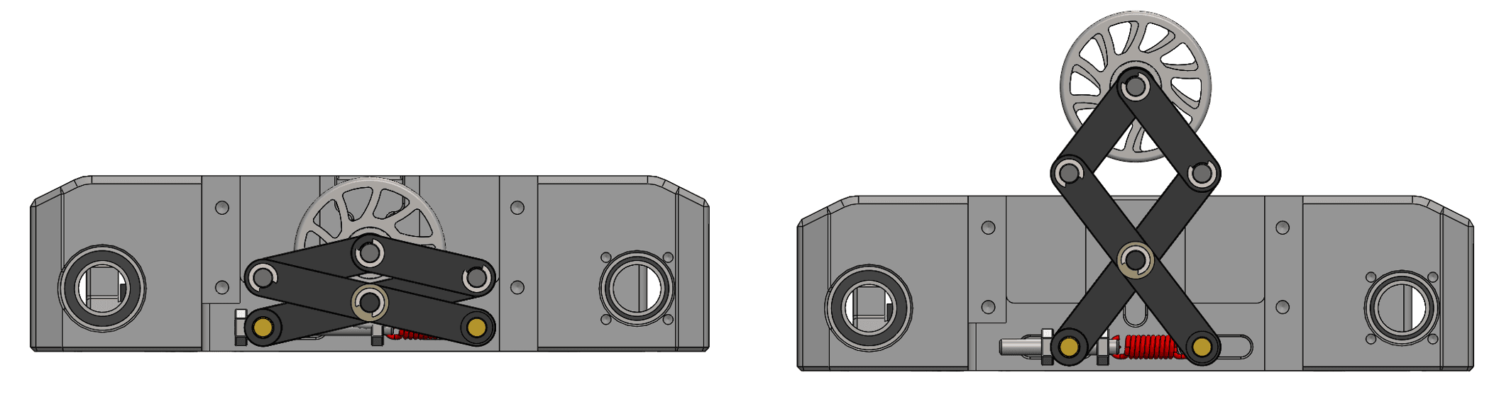 Side views of the scissor mechanism retracted and extended